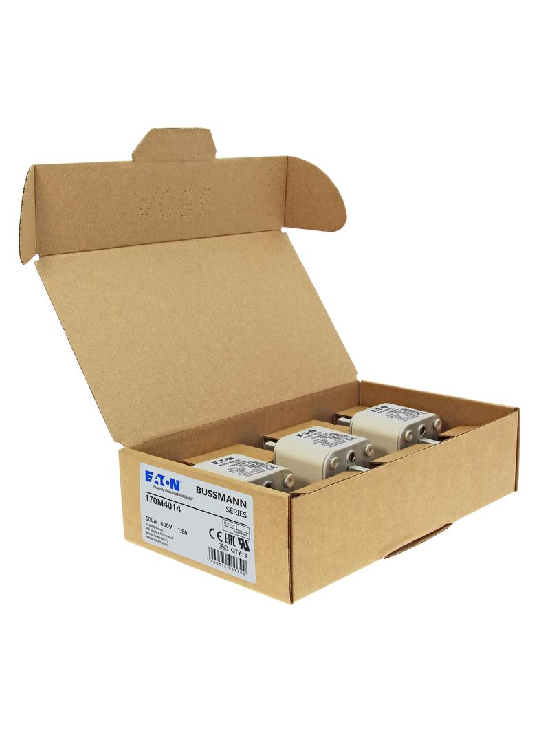 500A 690V 1/80 aR INDICATOR FUSE Wkładka szybka 500A AC 690V DIN 1 53x53x108 mm aR DIN, 170M4014 EAT