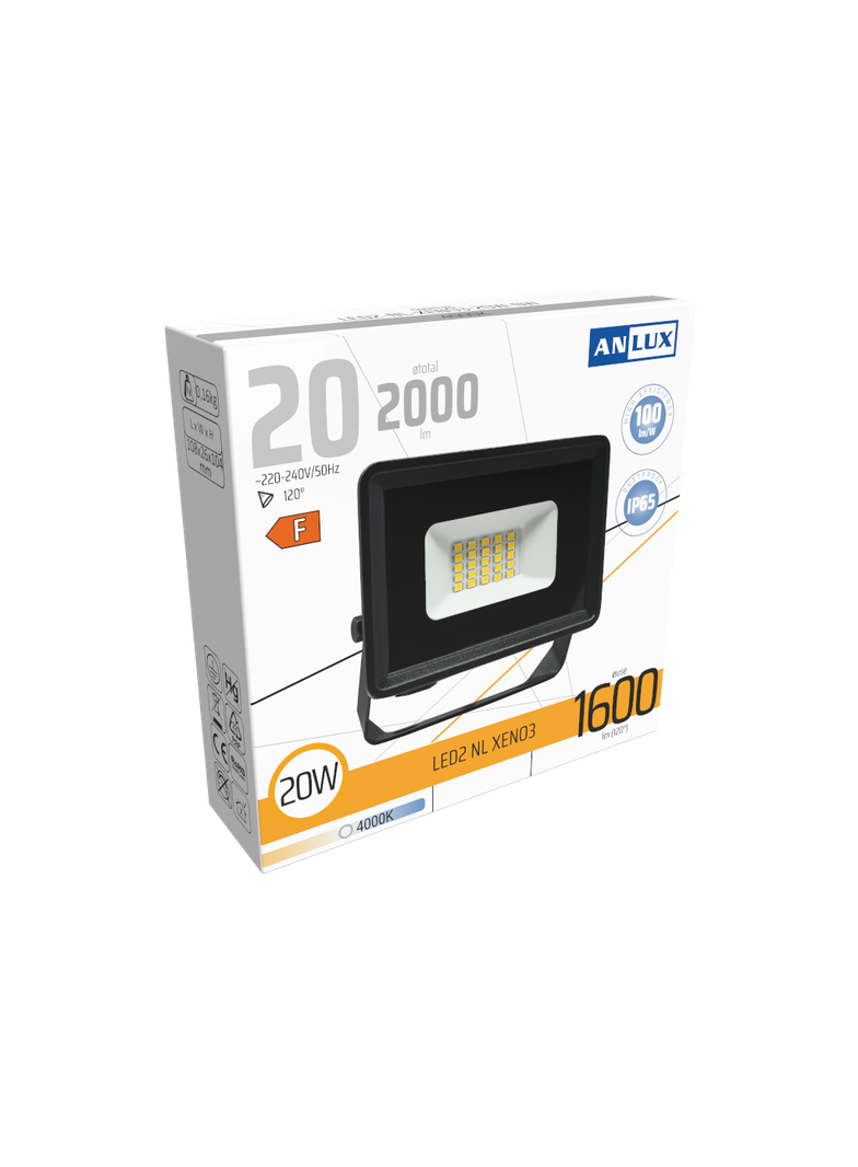 NAŚWIETLACZ LED XENO3 20W Z CZUJNIKIEM RUCHU IP65 100LM/W NEUTRALNY BIAŁY ANLUX