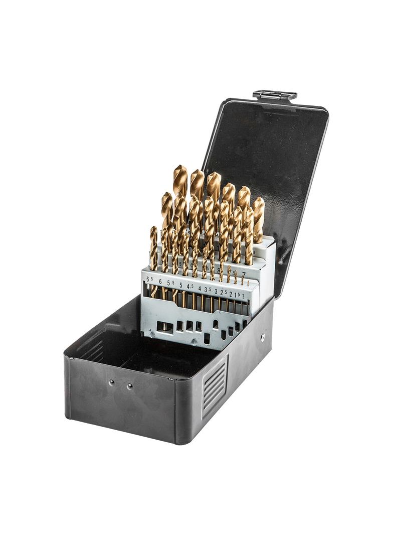 Wiertła do metalu HSS-TiN 1.0-13.0 mm, zestaw 25 szt.