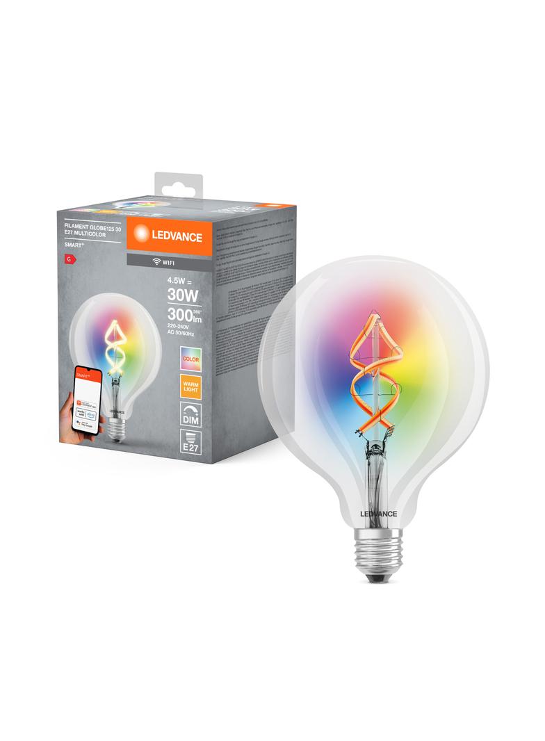 Lampa LED SMART+ WiFi CL Globe125 Filament szkło przezroczyste RGBW 30  4,5W/827 E27