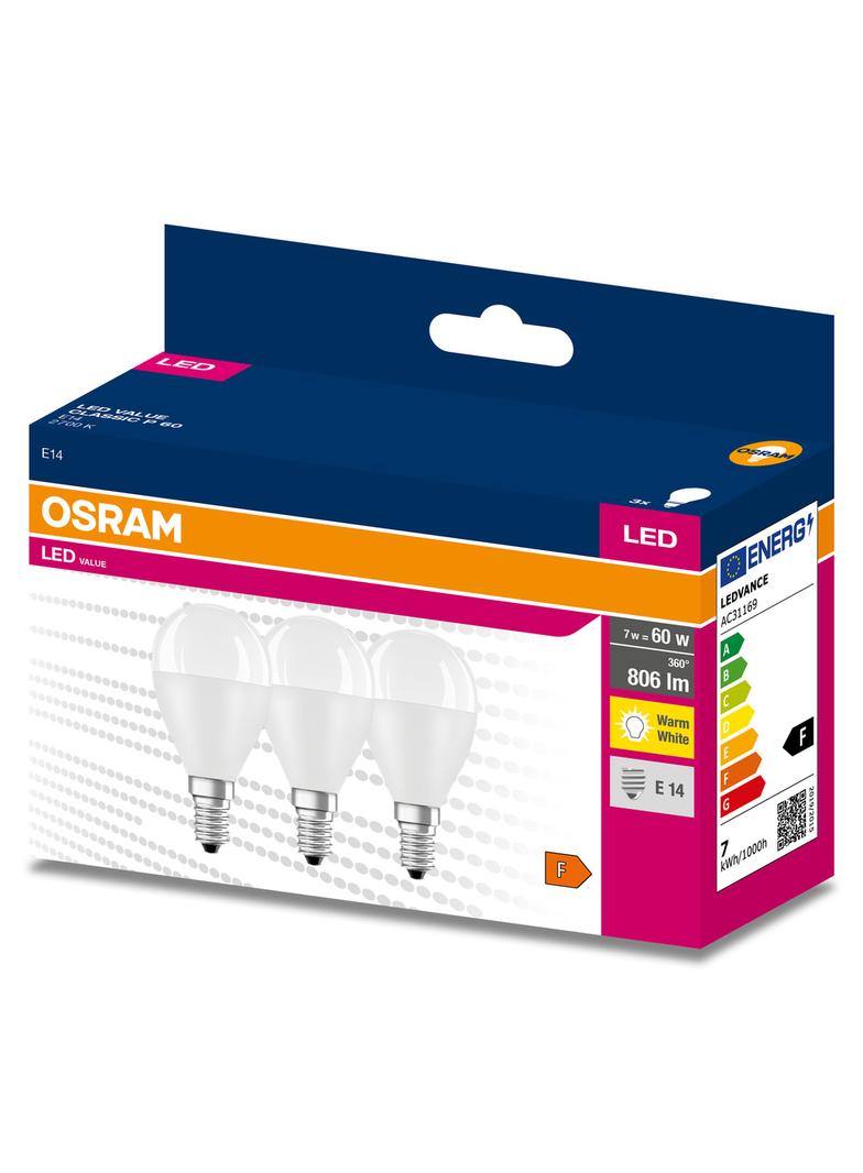 Lampa LED VALUE Classic P60 7W/827 230V plastik E14 FS3 OSRAM