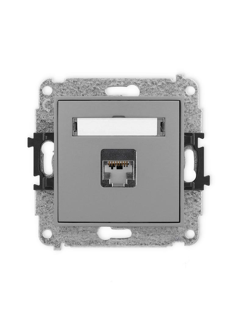 ICON Mechanizm gniazda komputerowego pojedynczego 1xRJ45, kat. 5e, ekranowany, 8-stykowy szary mat