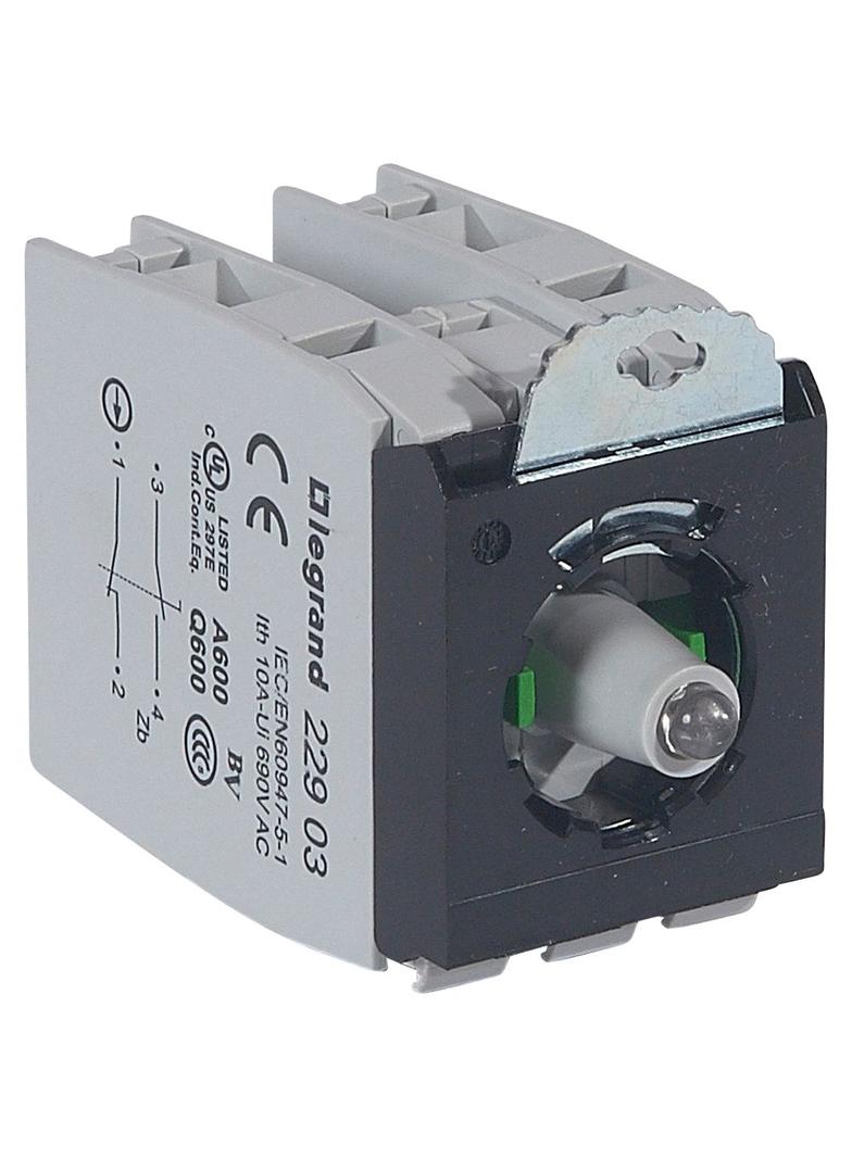 OSMOZ KORPUS KOMPLETNY, GŁÓWKA PODŚWIETLANA ZIELONA 230 V, 2R/Z + UCHWYT POTRÓJNY ZACISKI ŚRUBOWE, L