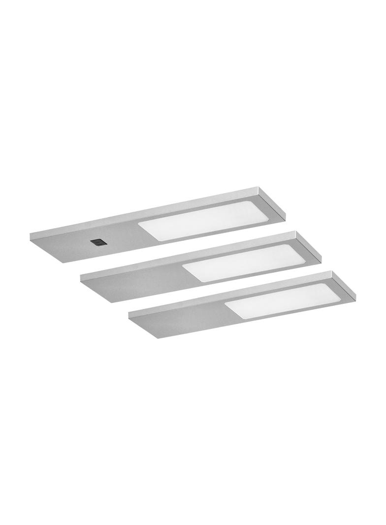 PLANA zestaw 3 lamp podszafkowych LED, 3x4W, 3x240lm, 4000K, z włącznikiem bezdotykowym, szare