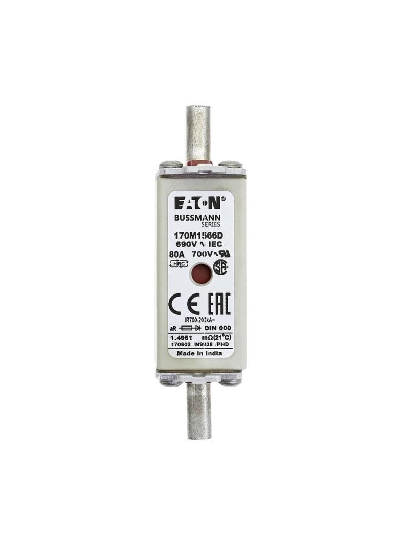 FUSE 80A 690V aR DIN 000 HSDNH Wkładka szybka 80A 690V aR DIN 000 podwójny wskaźnik 170M1566D EATON