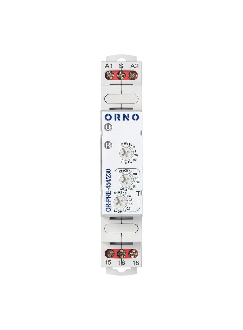 Przekaźnik czasowy 10 funkcji 230VAC OR-PRE-454/230 ORNO
