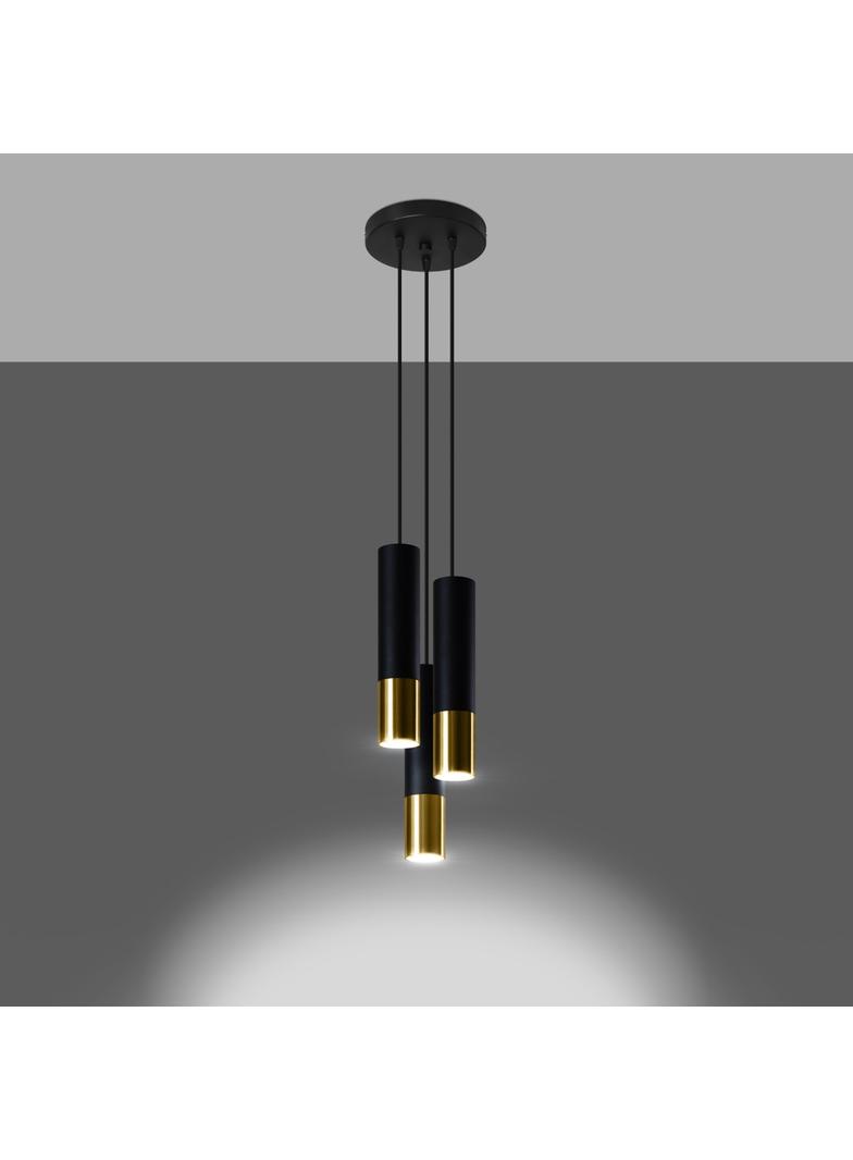 Sollux Lampa wisząca LOOPEZ 3P czarny/złoty SL.0955