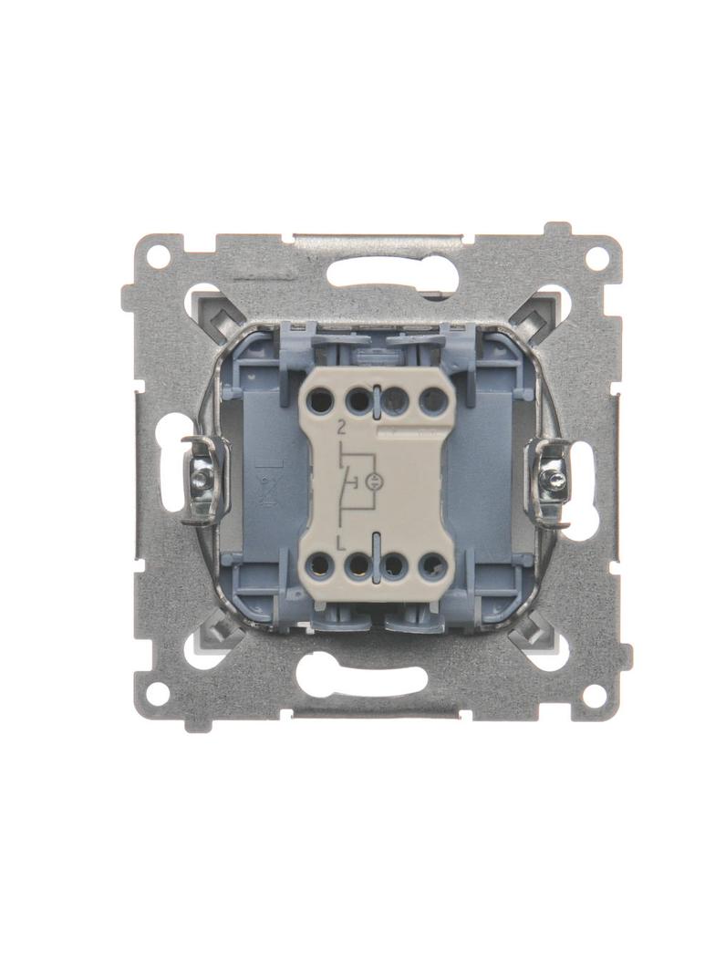 Simon 54 Przycisk „dzwonek” z podświetleniem LED 10A 250V szybkozłączka srebrny mat DD1L.01/43 KONTAKT