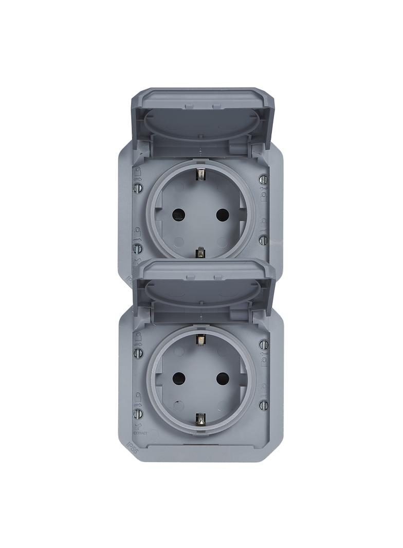 NOWE PLEXO - GNIAZDO SCHUKO 2X2P+Z PIONOWE MECHANIZM 16A-250V SZARE 069577L LEGRAND