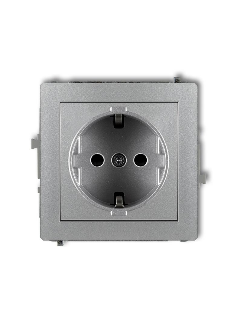 DECO Mechanizm gniazda pojedynczego z uziemieniem SCHUKO 2P+Z (przesłony torów prądowych) srebrny me