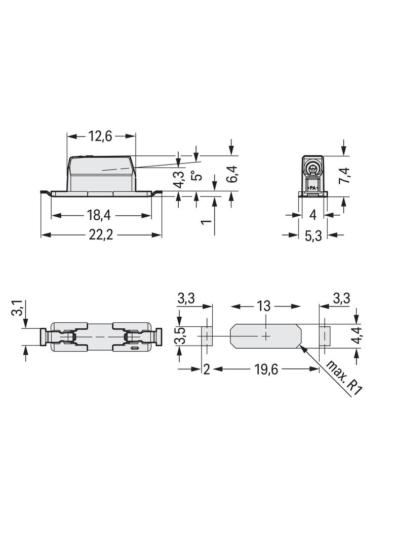 złączka SMD-Through-Board do pł.druk.