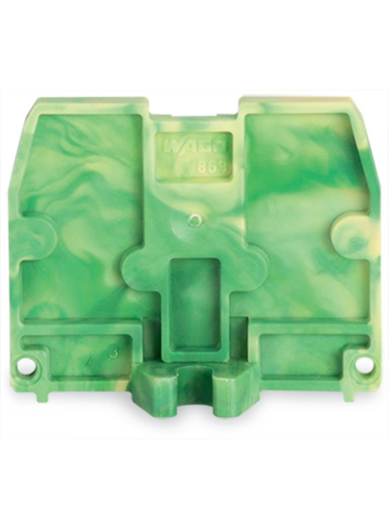 ścianka końcowa żółto-zielona z mocowaniem śrubowym