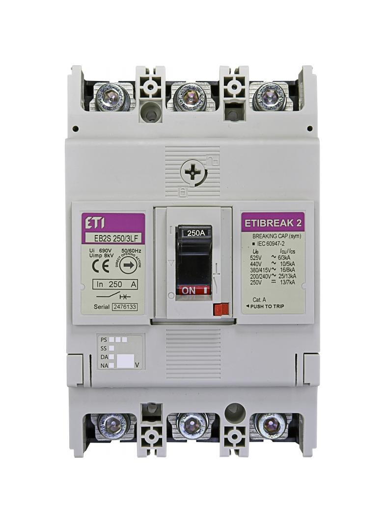 Wyłącznik mocy 3P 16kA wyzw. TM (bez regulacji) EB2S 250/3LF 250A 3P 004671813 ETI