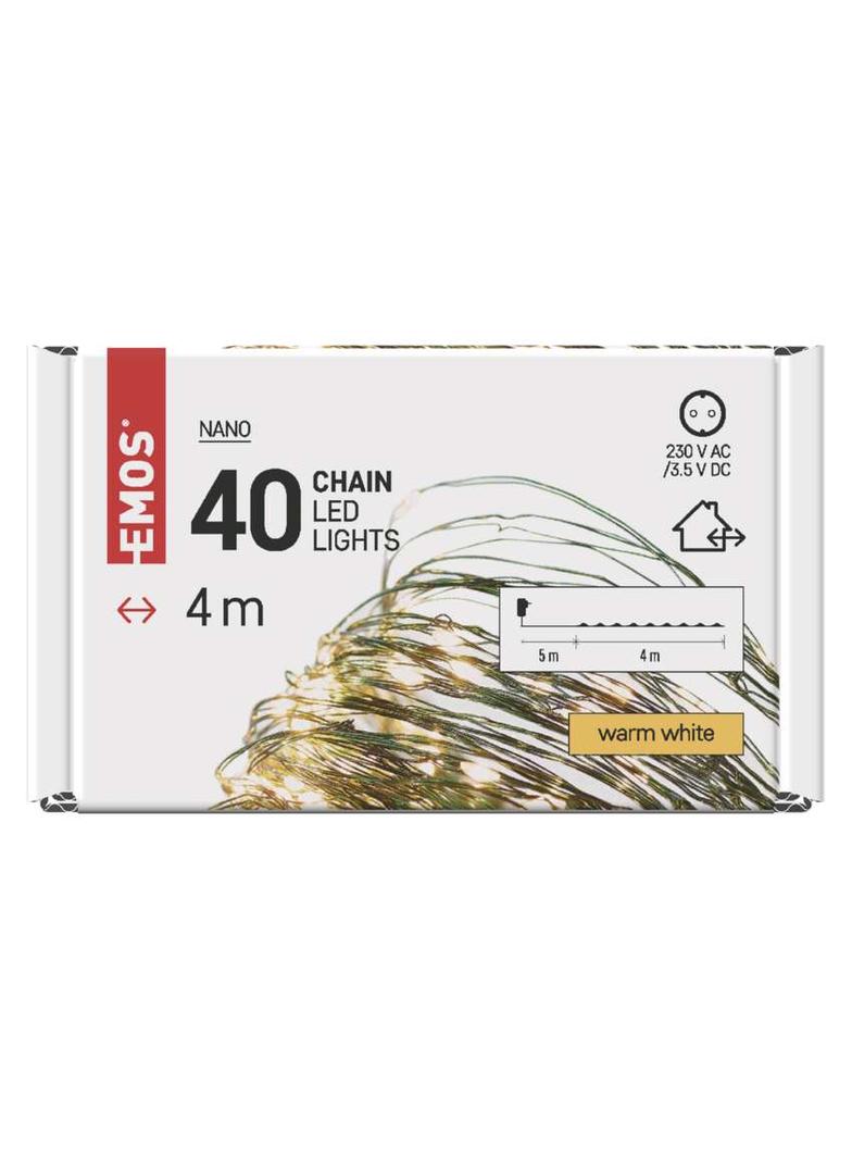 Lampki świąteczne nano łezki 4m 40 LED ciepła biel IP44 timer D3AW03 EMOS