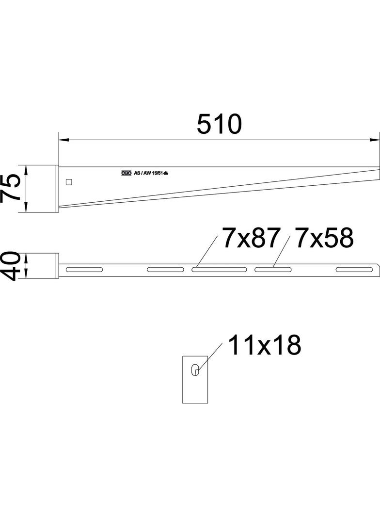 AW 15/51, WSPORNIK ŚCIENNY 510MM FT