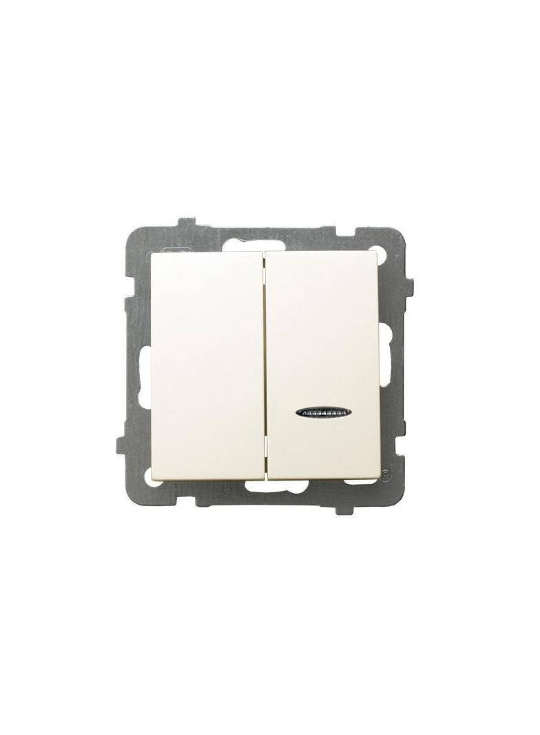 AS Łącznik dwugrupowy świecznikowy z podświetleniem pomarańczowym - kolor ecru