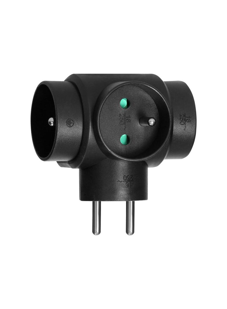 Rozgałęźnik 3x2P+Z czarny OR-AE-13184/B ORNO