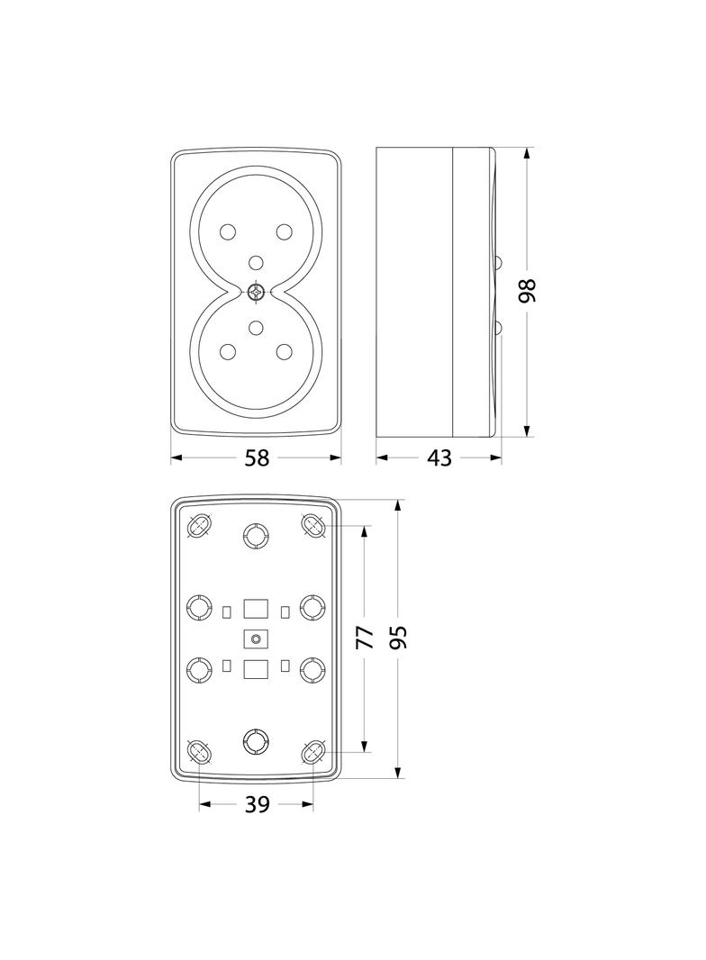 GNBD250 Gniazdo n/t pojedyncze białe 2x2P+Z 250V 16A 51.802 OPATÓWEK