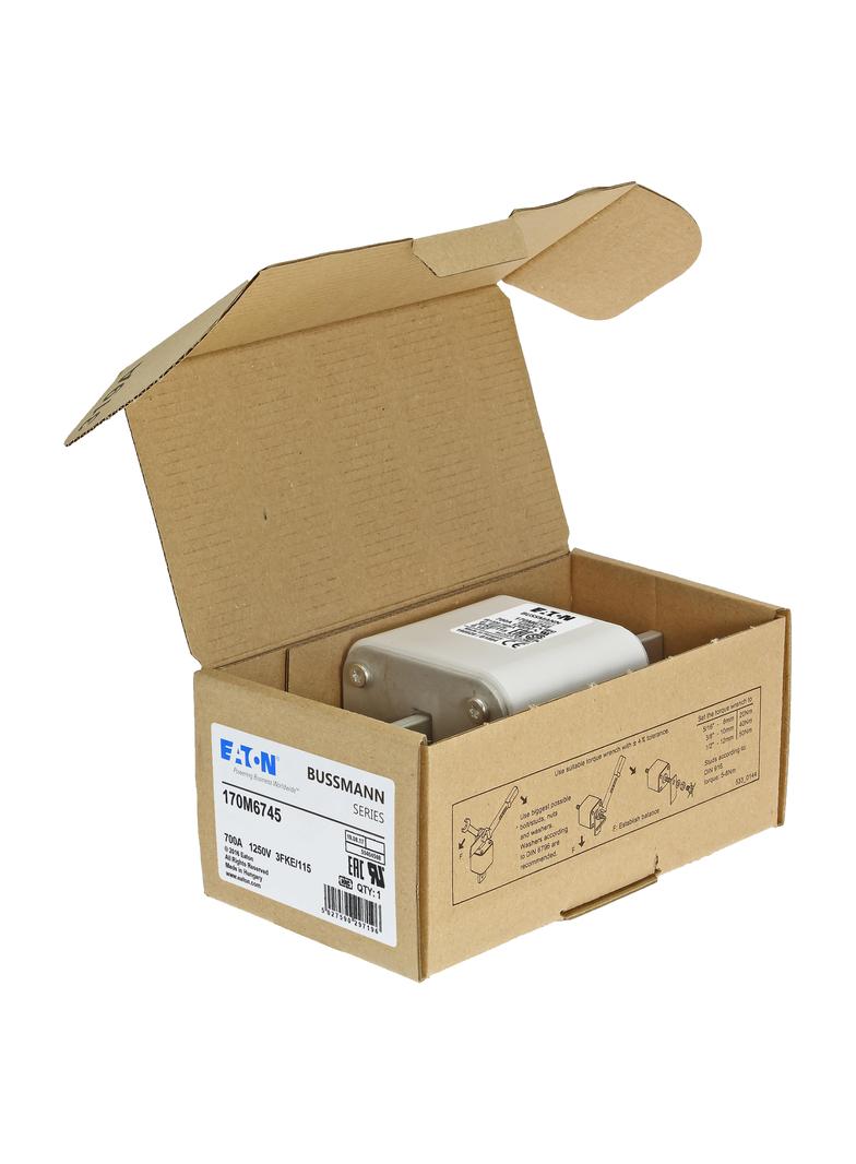 FUSE 700A 1250V 3FKE/115 AR CU Wkładka szybka 700A AC 1250V rozmiar 3 76x92x159 mm aR IEC, 170M6745
