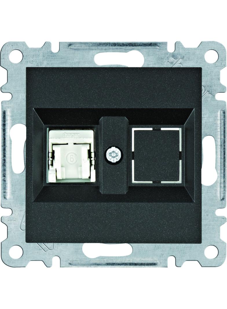 lumina Gniazdo komputerowe pojedyczne RJ45 kat.6 FTP czarny HAGER