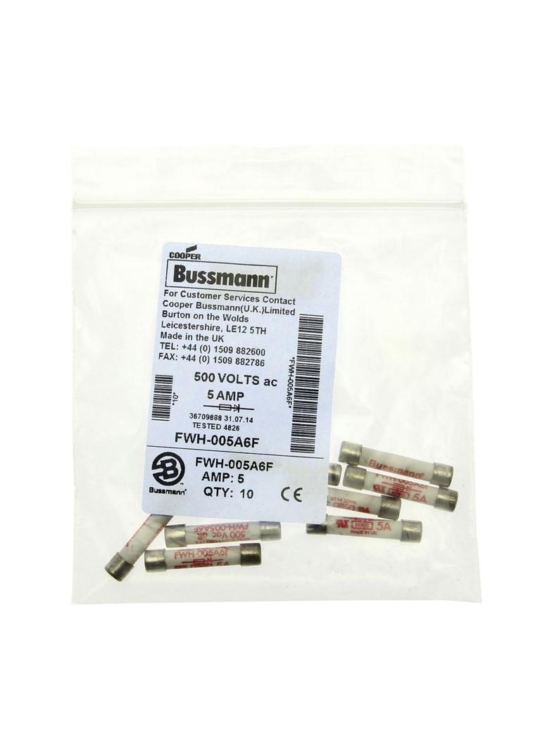 5.0A 500V AC UL 6x32mm FERRULE FUSE Wkładka szybka 5A AC 500V 6x32 mm aR UL FWH-005A6F EATON