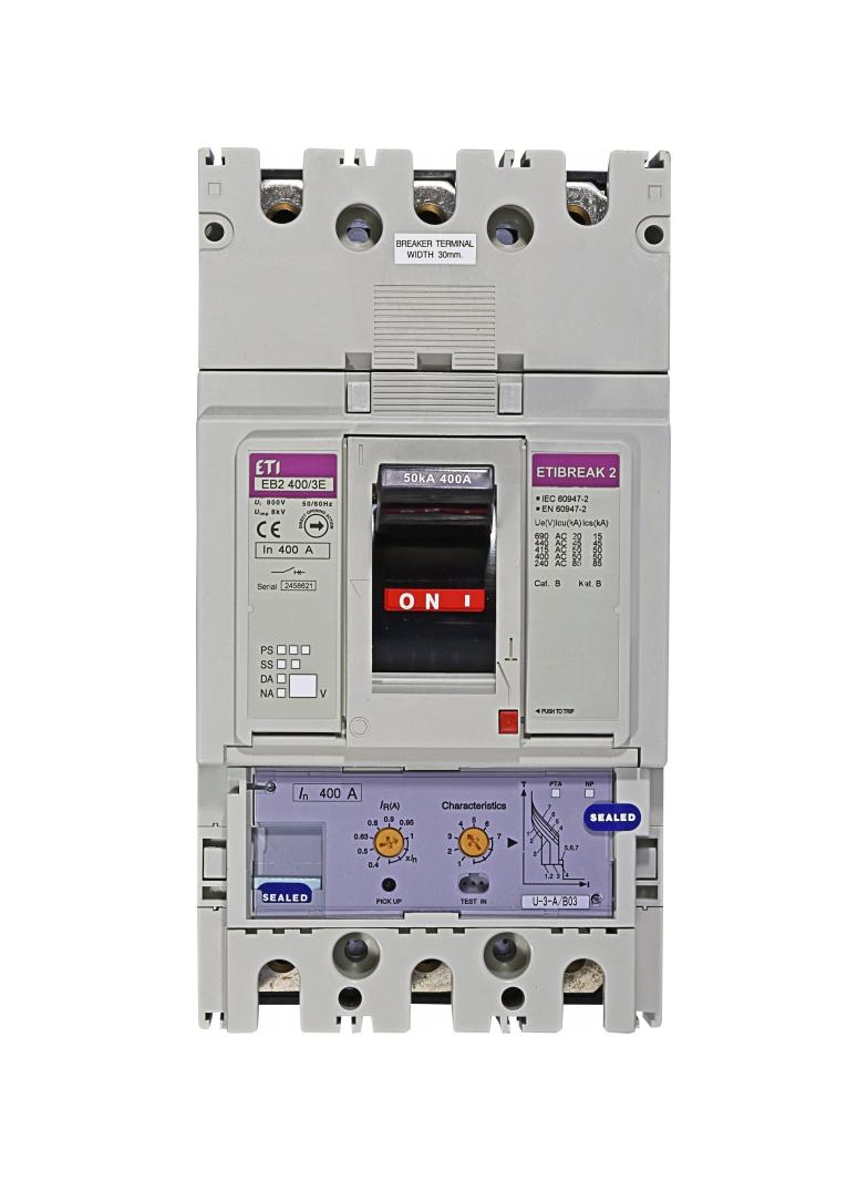 Wyłącznik mocy 50kA wyzw. elektroniczny EB2 400/3E 400A 3P 004671112 ETI