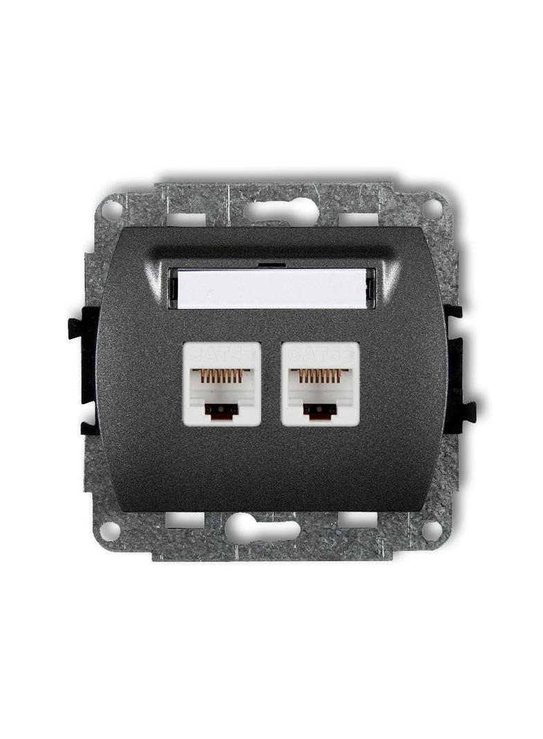 TREND Mechanizm gniazda komputerowego podwójnego 2xRJ45, kat. 5e, 8-stykowy grafitowy
