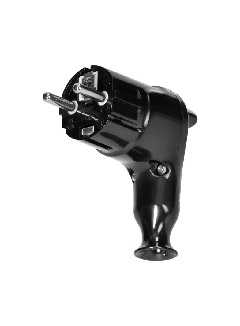 Wtyczka kątowa Uni-Schuko z wypychaczem 16A/250V, czarna TP-05/CZARNY ORNO