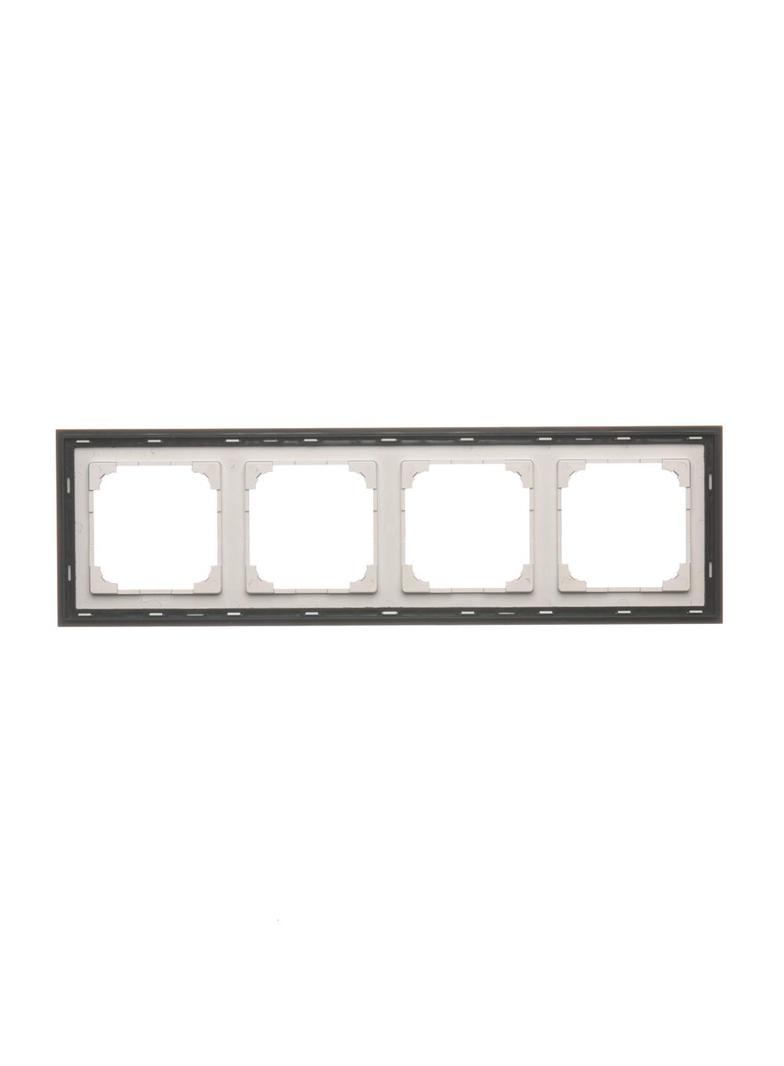 Simon 55 Ramka poczwórna 4-krotna DUO Aluminium podstawa czarna