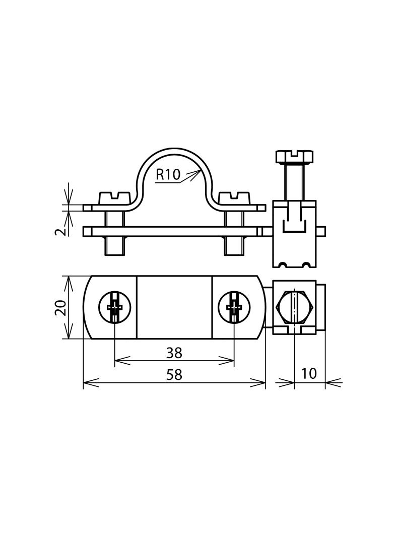 Zacisk PA do przewodu HVI 20 mm, St/tZn-stal nierdzewna NIRO