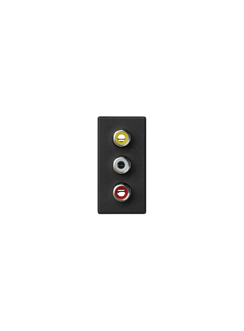 Simon Connect Płytka K45/2 złącz 3x RCA (CINCH) 225x45mm + wkłady zaciski śrubowe szary grafit K105B/14 KONTAKT