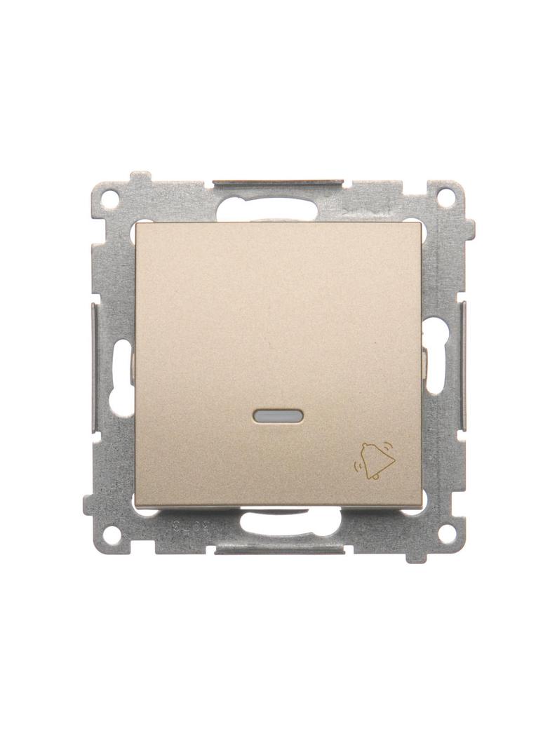 Simon 54 Przycisk „dzwonek” z podświetleniem LED 10A 250V szybkozłączka złoty mat DD1L.01/44 KONTAKT