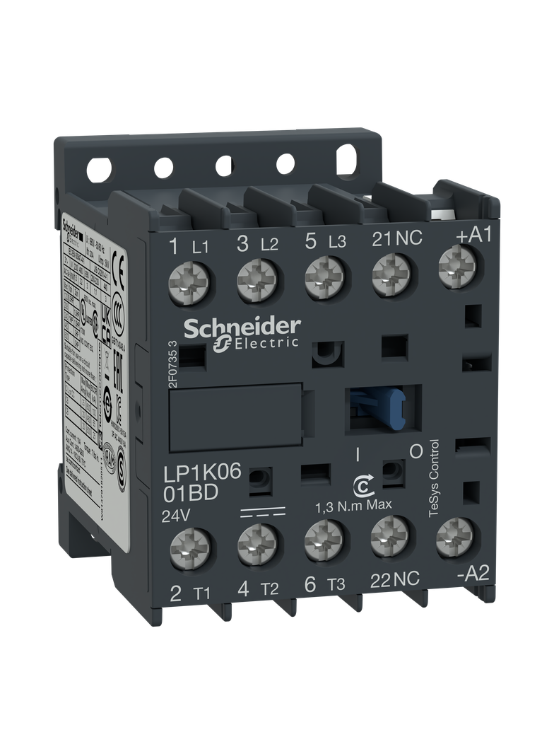 Stycznik mocy, TeSys K, 6A, 3P, 1NC, cewka 60VDC, zaciski skrzynkowe