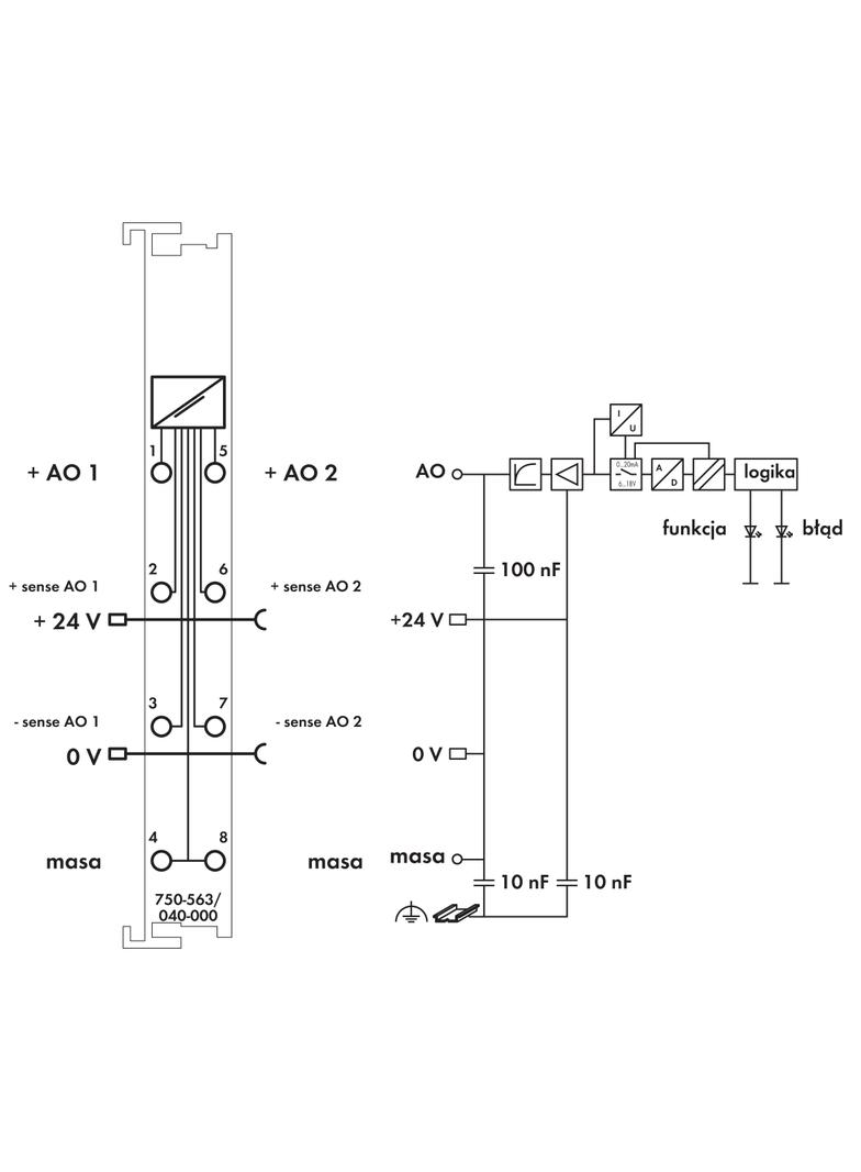 moduł wyjść analogowych XTR 2-kanałowy 18 V DC