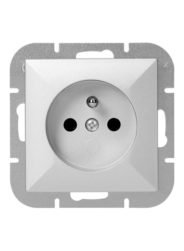 Gniazdo pojedyncze podtynkowe 2P+Z Pearl, 16A, 250V, PT-16P, srebrny