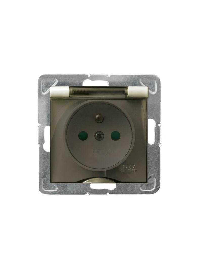 IMPRESJA Gniazdo bryzgoszczelne z uziemieniem IP-44 z przesłonami torów prądowych wieczko przezroczy