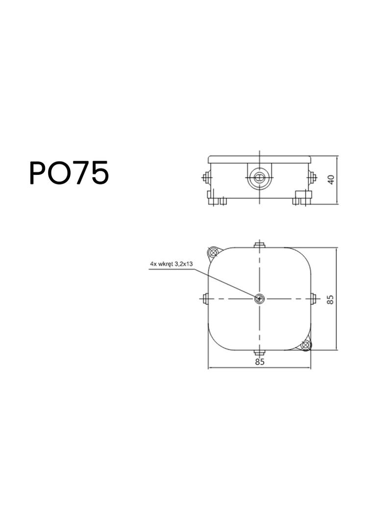 PO75 ,  Puszka natynkowa z wkładem IP 44 ( 85x85x40mm), biały