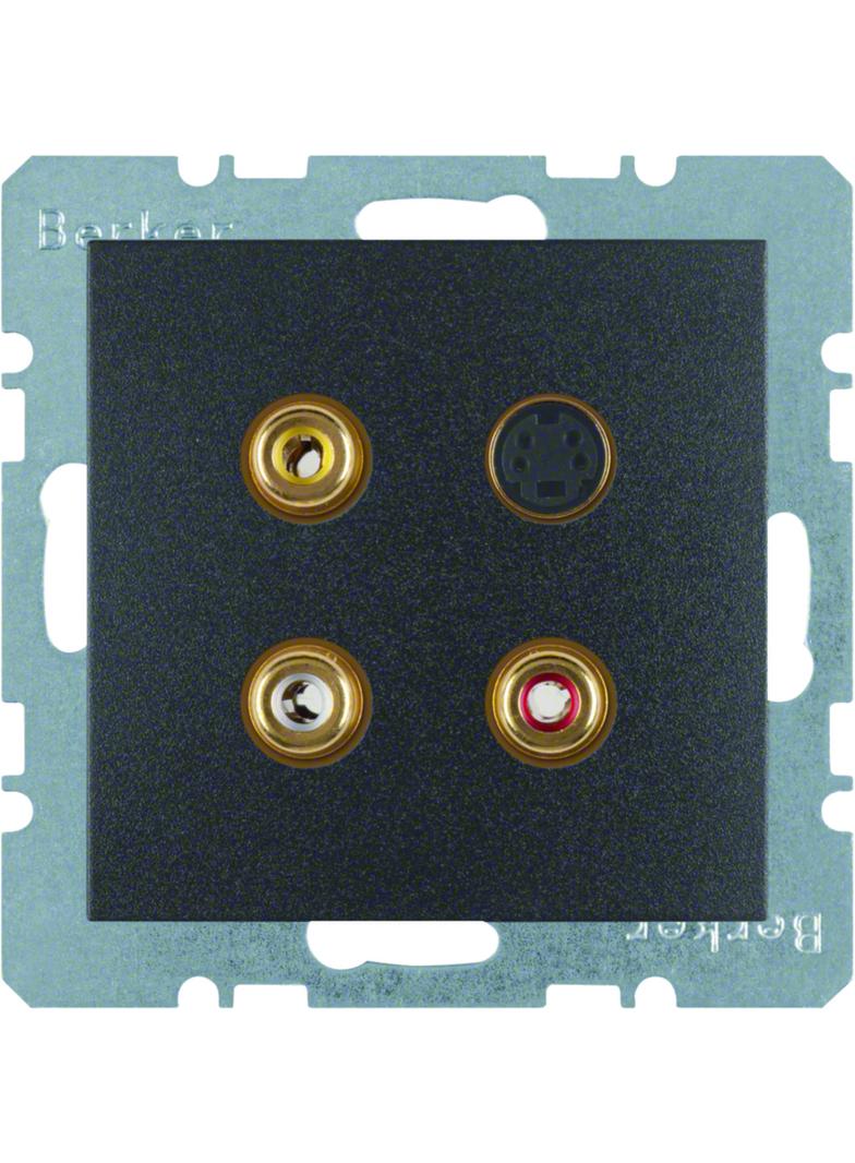 BERKER B.X Gniazdo 3xCinch / S-Video antracyt 3315321606 HAGER