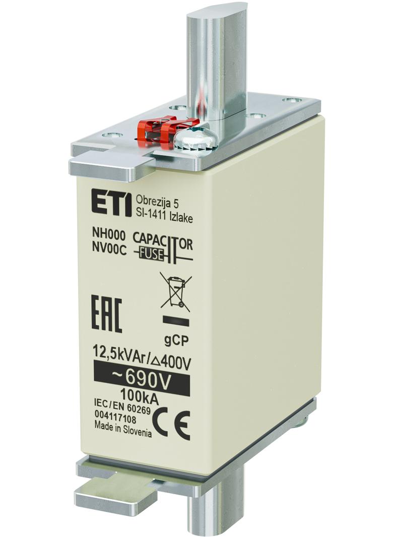 Wkładka topikowa NH kondensatorowa NH000 WT-00C gCP 12,5kVAr/690V 004117108 ETI