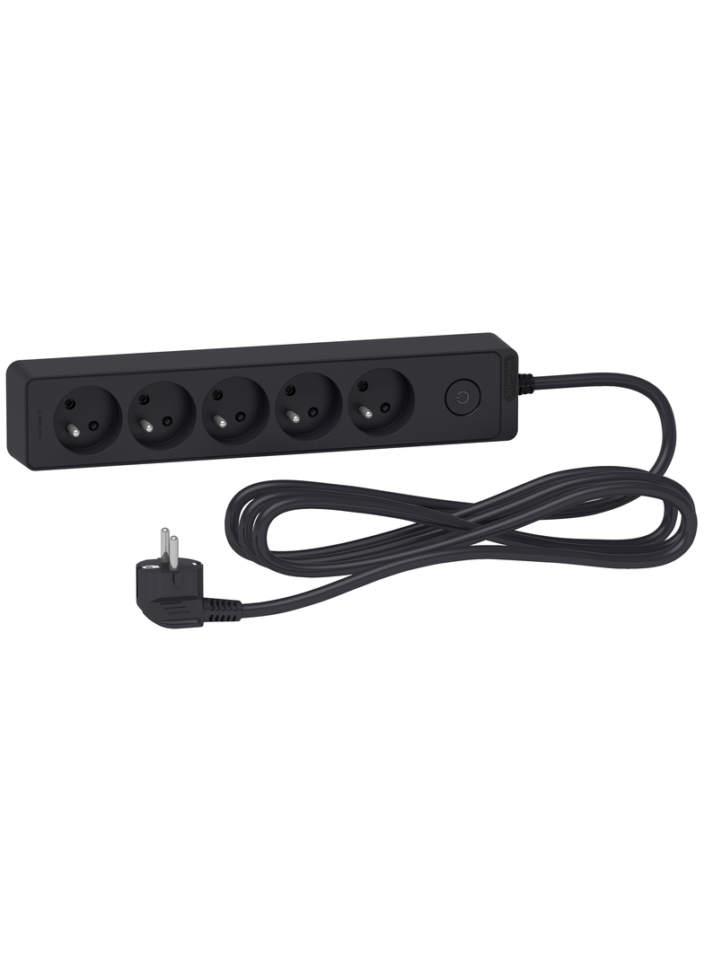 Odace, przedłużacz 5-gniazdowy z łącznikiem 3m antracyt