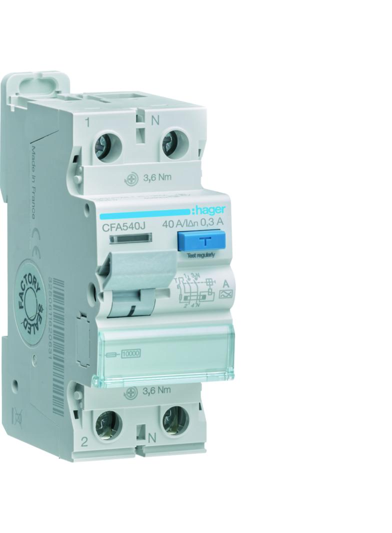 RCCB Wyłącznik różnicowoprądowy 1P+N 40A 300mA 10kA A