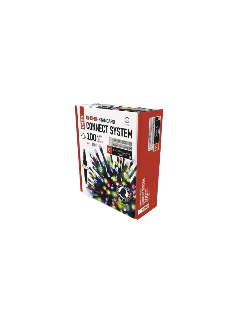 Oświetlenie łączone Standard - łańcuch 100 LED 10m multikolor, IP44, timer