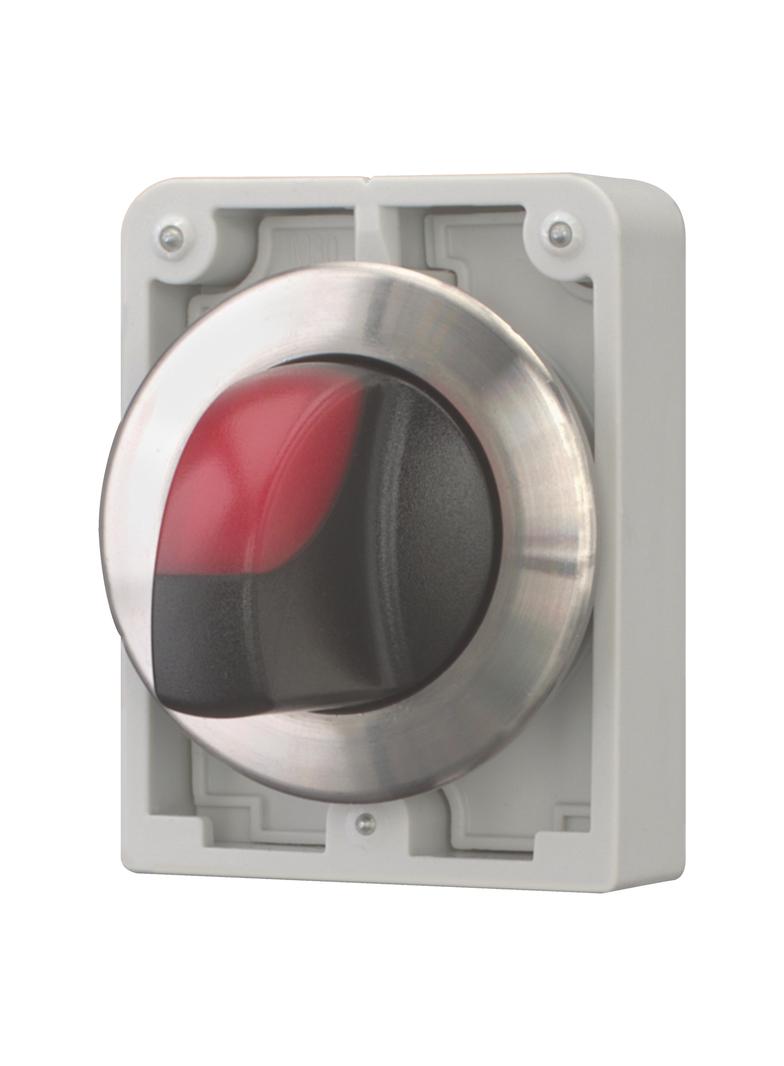 M30I-FWRLK-R Przełącznik piórkowy podświetlany 30mm czerwony 2-pozycyjny bez samopowrotu stal nierdz