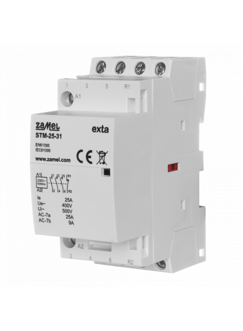 STYCZNIK MODUŁOWY INSTALACYJNY 25A, 3xNO + 1xNC, 230V AC, TYP: STM-25-31