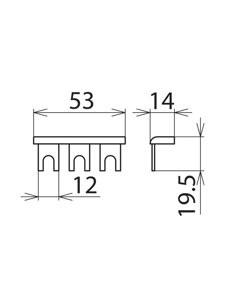 Szyna grzebieniowa 1-fazowa 3-biegunowa, Cu 16 mm2, 3 moduły TE