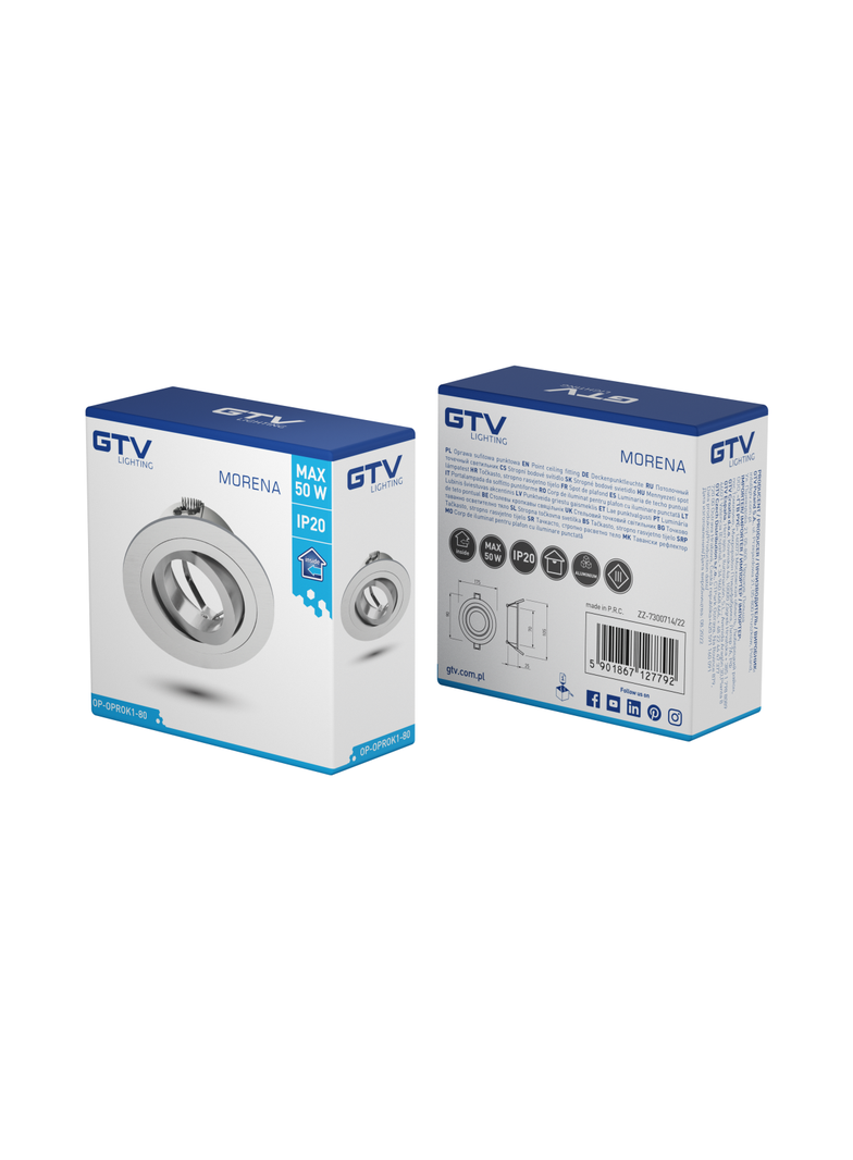 SUFITOWA OPRAWA PUNKTOWA MORENA, IP20, OKRĄGŁA, INOX