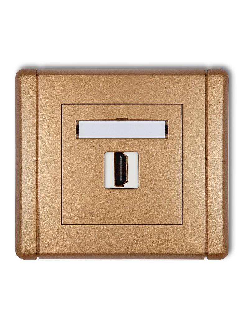 FLEXI Gniazdo pojedyncze HDMI 2.0 złoty metalik