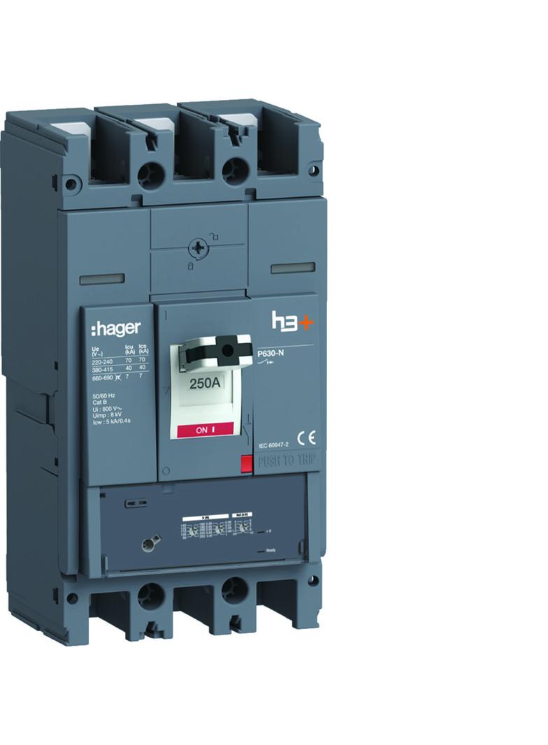 MCCB Wyłącznik mocy h3+ P630 LSnI 3x250A 40kA HNW250GR HAGER