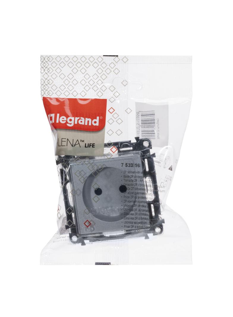 VALENA LIFE GNIAZDO 2 P Z PRZESŁONĄ ALUMINIUM 16 A – 250 V~, Legrand