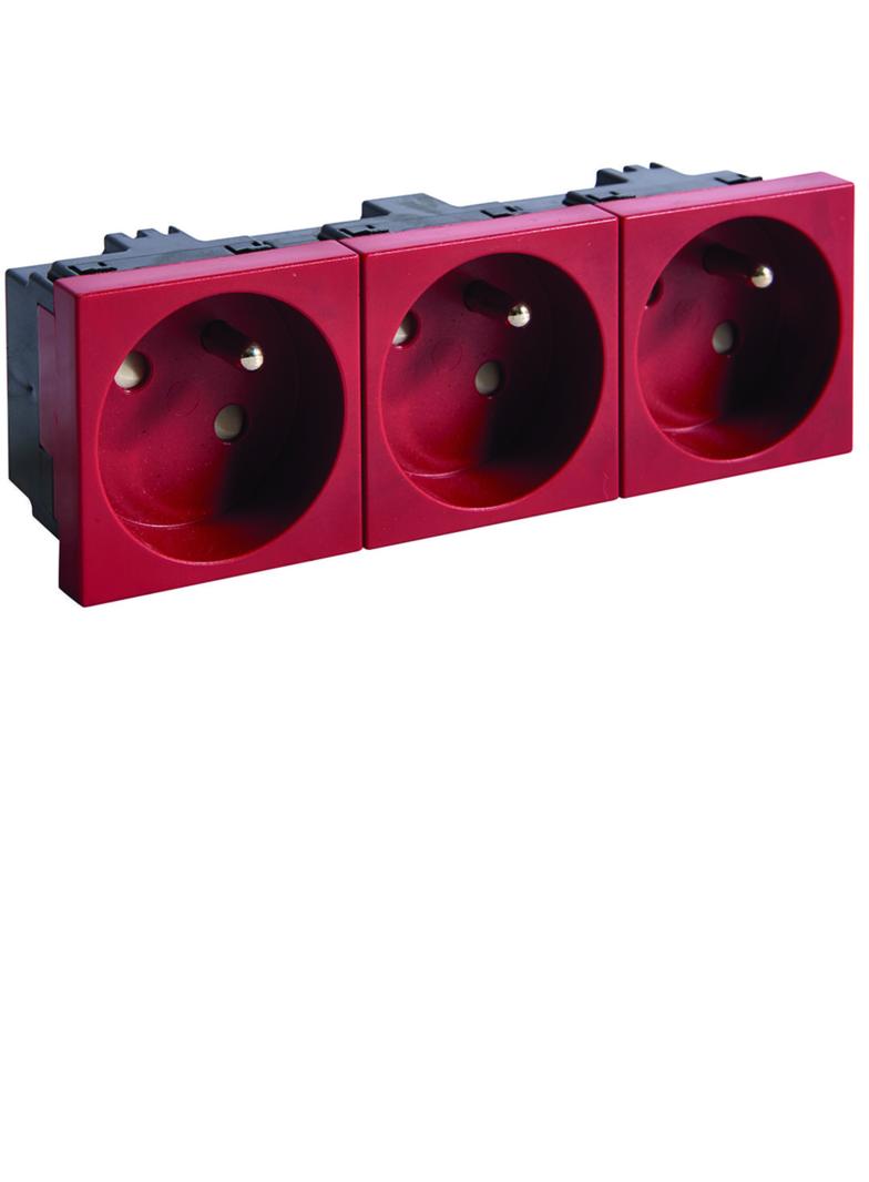 tehalit.GB-EG Gniazdo 2P+Z 33st 3-krotne 45x45mm bezhalogenowe czerwone EER3333020 HAGER